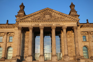 Sunset at the German Bundestag in Berlin, German
