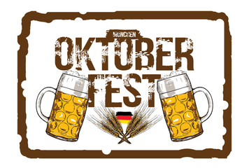 Oktoberfest Beer Festival concept. Hand drawn vector illustration.