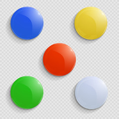 Colored round magnets on a board, vector