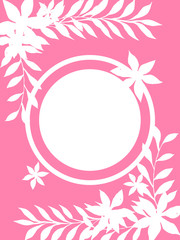 Card with white floral ornament on a light pink color