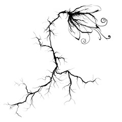 abstract flower with roots-veins, vector illustration