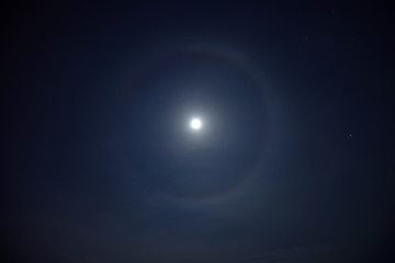 The halo around the moon night