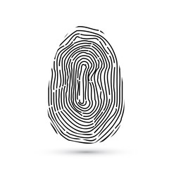 Fingerprint vector icons isolated on write with shadow. Biometric technology for person identity. Security access authorization system. Electronic signature. Black finger print.