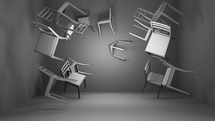 fly chair 3d rendering