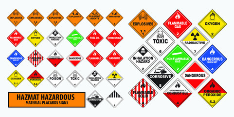 hazmat hazardous material placards sign concept. easy to modify