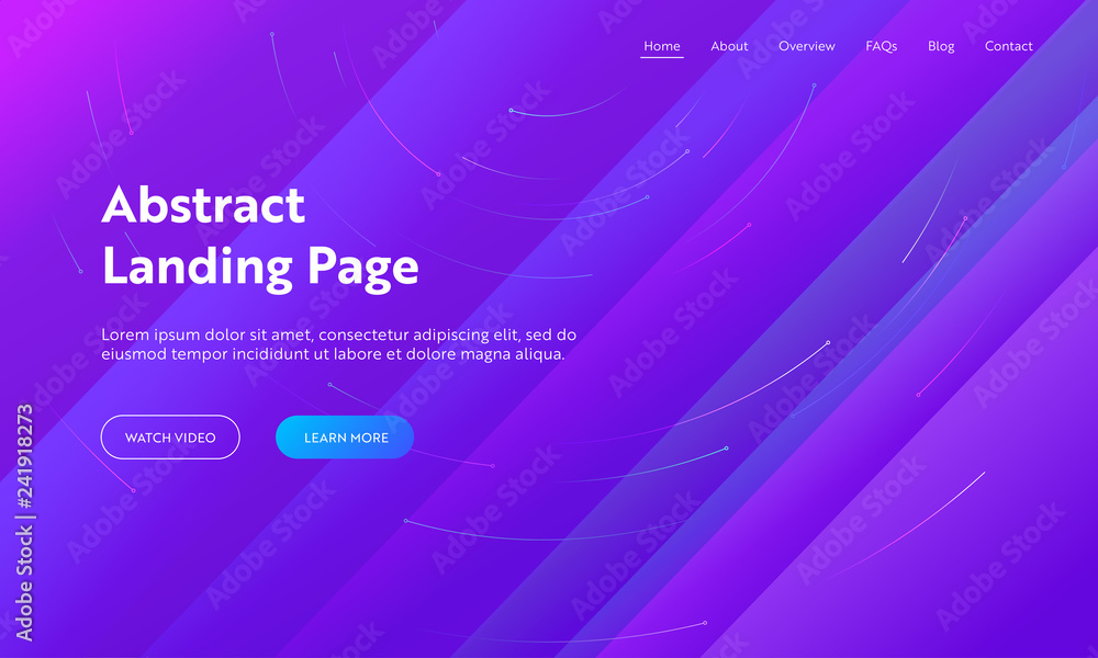 Poster abstract minimal geometric line cover landing page template. blue futuristic bright backdrop for mod