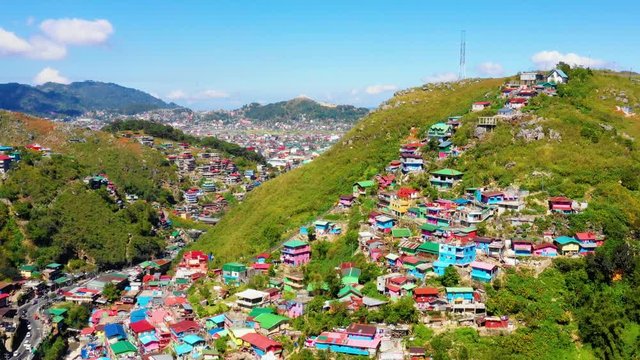 Colorful Houses in aerial view, La Trinidad, Benguet, Philippines