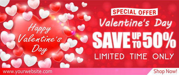 Valentines Day Shopping Sale greeting card banner