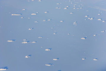 The glaciers and mountains of Greenland, view from a plane