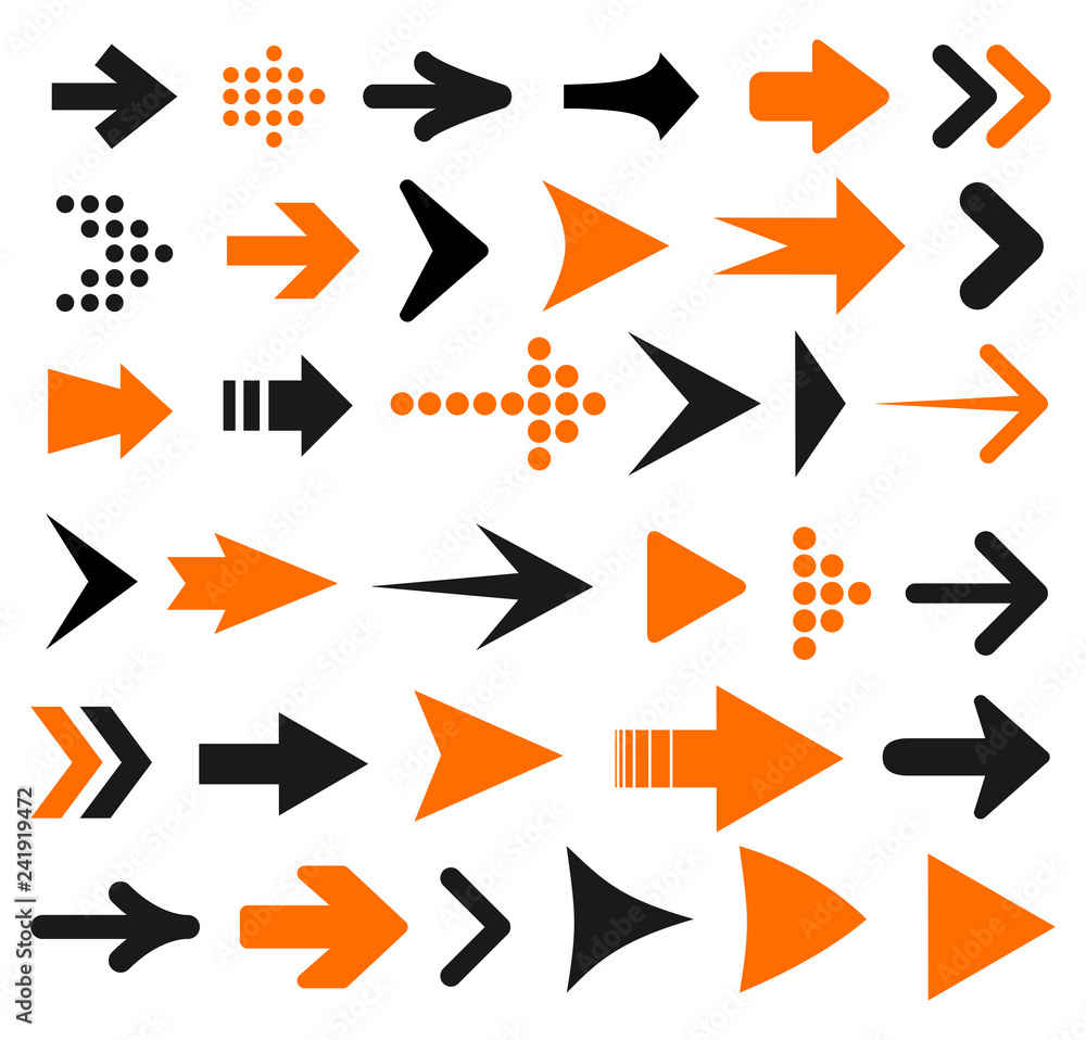 Poster Set arrow icon. Different arrows sign – stock vector
