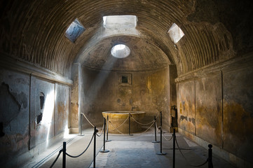 Inside the old thermal baths in Pompeii, Italy