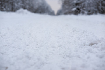 Landscape with the image of a winter road