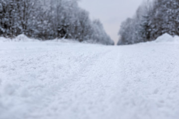 Landscape with the image of a winter road