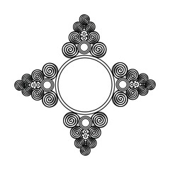 folk folklor vintage symbol ramka gwiazda strzałka etykieta czarny biały wzór © Magdalena