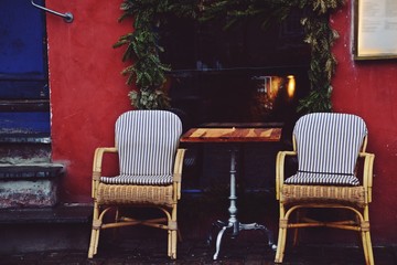 Hygge style cafe and restaurant in a Copenhagen. Hygge terrace 