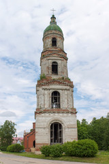 Fototapeta na wymiar Bell tower of old chirch in Krasny Holm, Russia