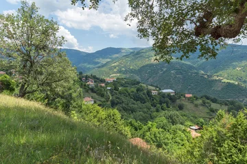 Foto op Canvas Panorama with village of Gega and Ograzhden Mountain, Blagoevgrad Region, Bulgaria © Stoyan Haytov