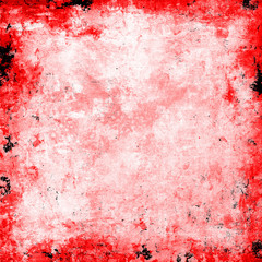 Red-Black-White Aged Grunge Wall Background. Old Weathered Peeled Painted Plaster Backdrop. Reddish Abstract Antique Cracked Stain Texture Background. Damaged Retro Stucco Scratched Pattern