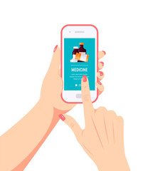 Online pharmacy vector concept in flat style