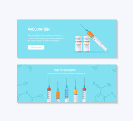Medicine template for web banners in flat style
