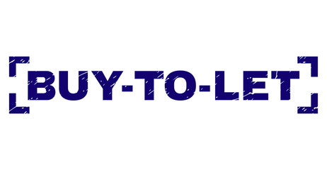 BUY-TO-LET label seal print with grunge style. Text label is placed inside corners. Blue vector rubber print of BUY-TO-LET with unclean texture.