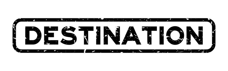 Grunge black destination word square rubber seal stamp on white background