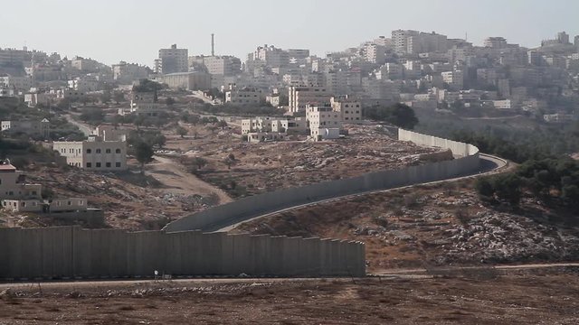 East Jerusalem defence wall Steady shot of East Jerusalem security fence in the nature