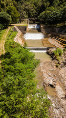 High angle view of Weirs on the small  river  in Thailand