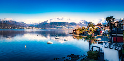 Landscape of Lake Maggiore from Vira Gambarogno, Switzerland