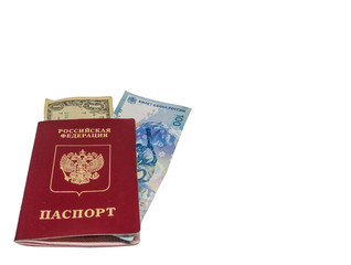 Red passport with money