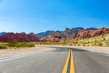 Fototapeta na wymiar Road in Red Rock Canyon Nevada