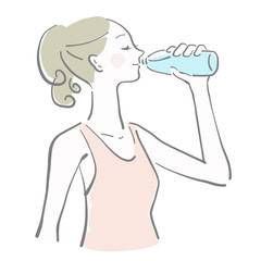 水　飲む　女性　余白　水分補給