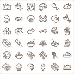 Set of Food Related Vector Line Icons. Stroke icons set. Collection Of food, restaurant, chicken, pizza, dessert And Other Elements. customize color, stroke width control , easy resize.