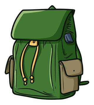 recommend clip art: Cute and funny green unisex backpack for your fashionable stye - vector
