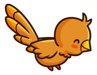 Cute and funny little golden color bird - vector