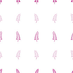 Seamless pattern of pink leaves on a white background