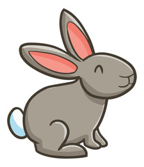 Funny and cute gray rabbit smiling - vector