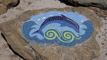Mosaic Dolphin on a rock