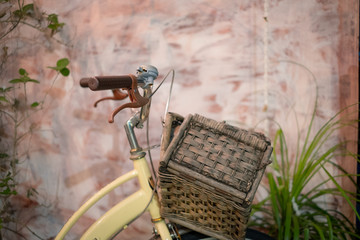 Head old vintage bicycle with copy space