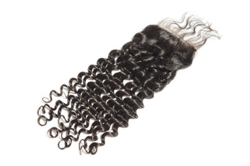 loose deep curly black human hair weaves extensions lace closure
