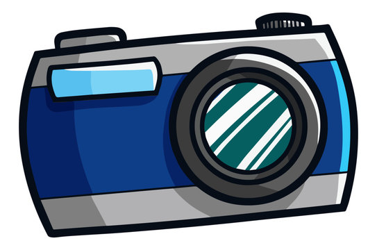 Cute and funny blue vintage camera for your holiday - vector.