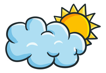 Funny and cute cloud with sun - vector