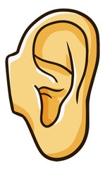 Funny and cute ear in cartoon style - vector