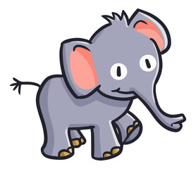Cute and funny baby elephant smiling - vector