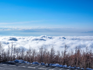 Foggy mountain landscape in Japan