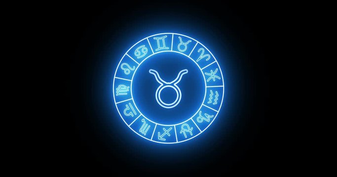 Zodiac wheel animation loop, all 13 zodiac symbols, include ophiuchus