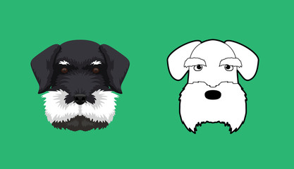 Dog Heads Schnauzer Cartoon Illustration
