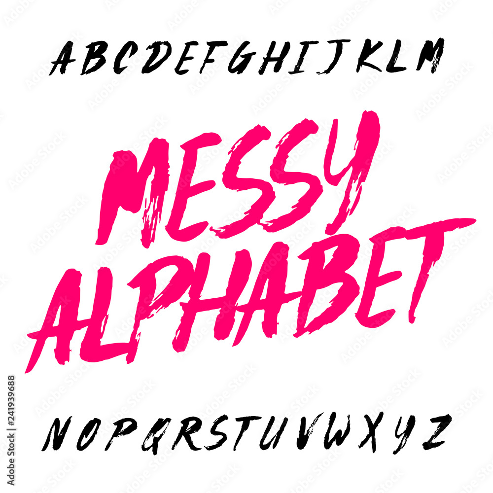 Fototapete messy alphabet font. uppercase hand drawn letters. stock vector typescript.