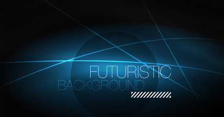 Digital technology abstract background - neon geometric design. Abstract glowing lines. Colorful techno background. Futuristic shape.