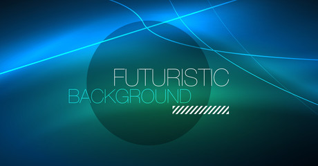 Neon glowing magic background, neon banner, night sky wallpaper. Magic light effect. Christmas abstract pattern.